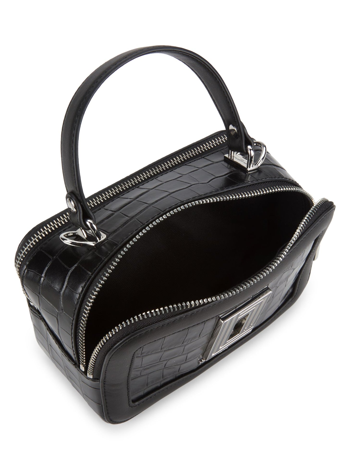 Simone Alligator-Embossed Crossbody Camera Bag (Black)