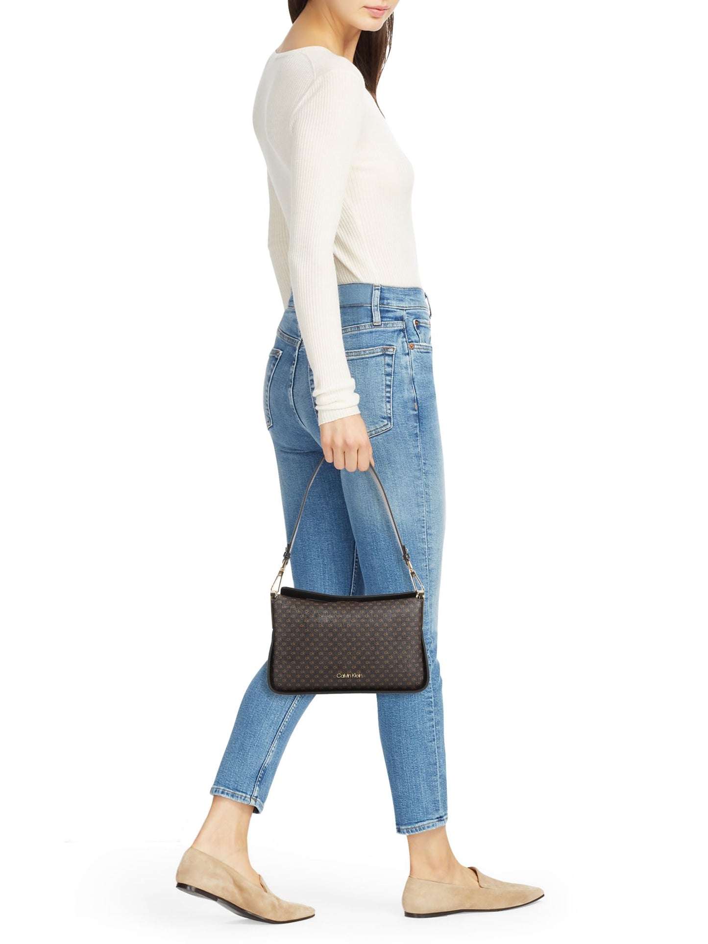 Fay Monogram Shoulder Bag (Brown)