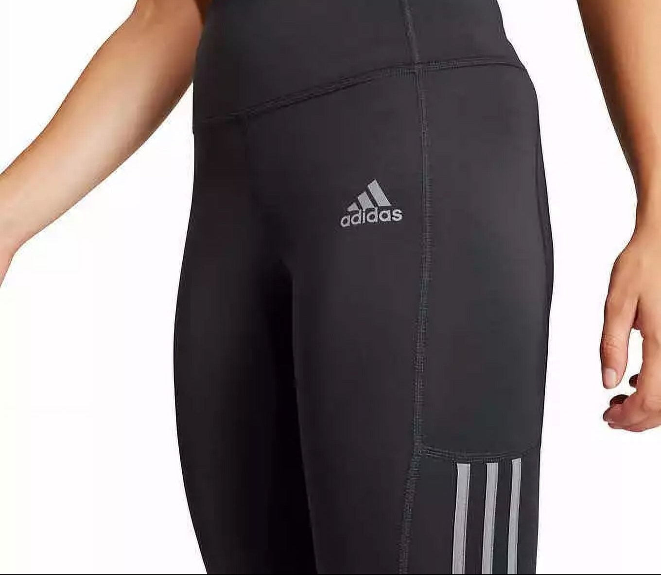 Lightweight High Rise 3 Stripe Mesh 7/8 Leggings (Black / Gray)