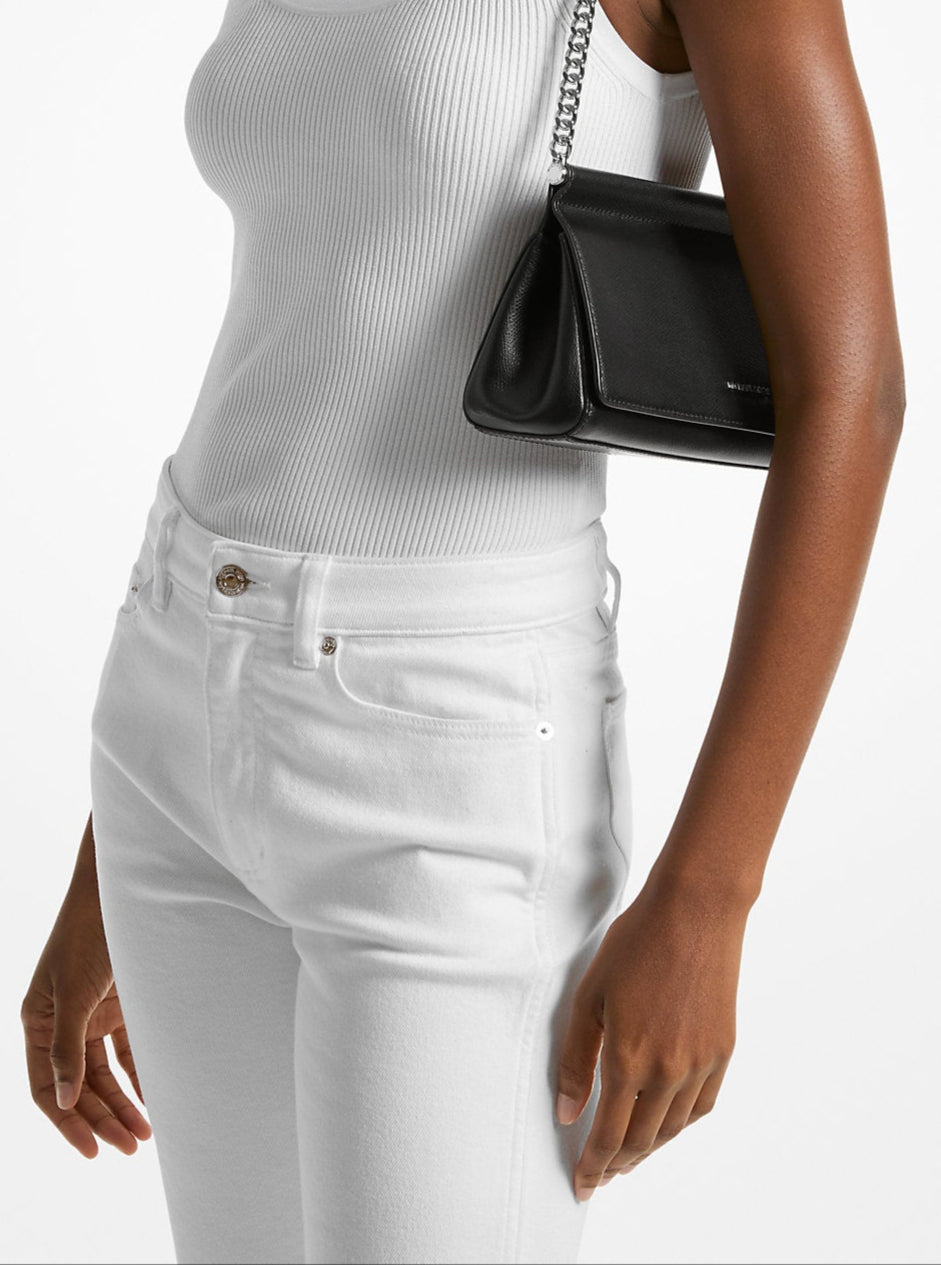 Carmine Medium Leather Pochette (Black)