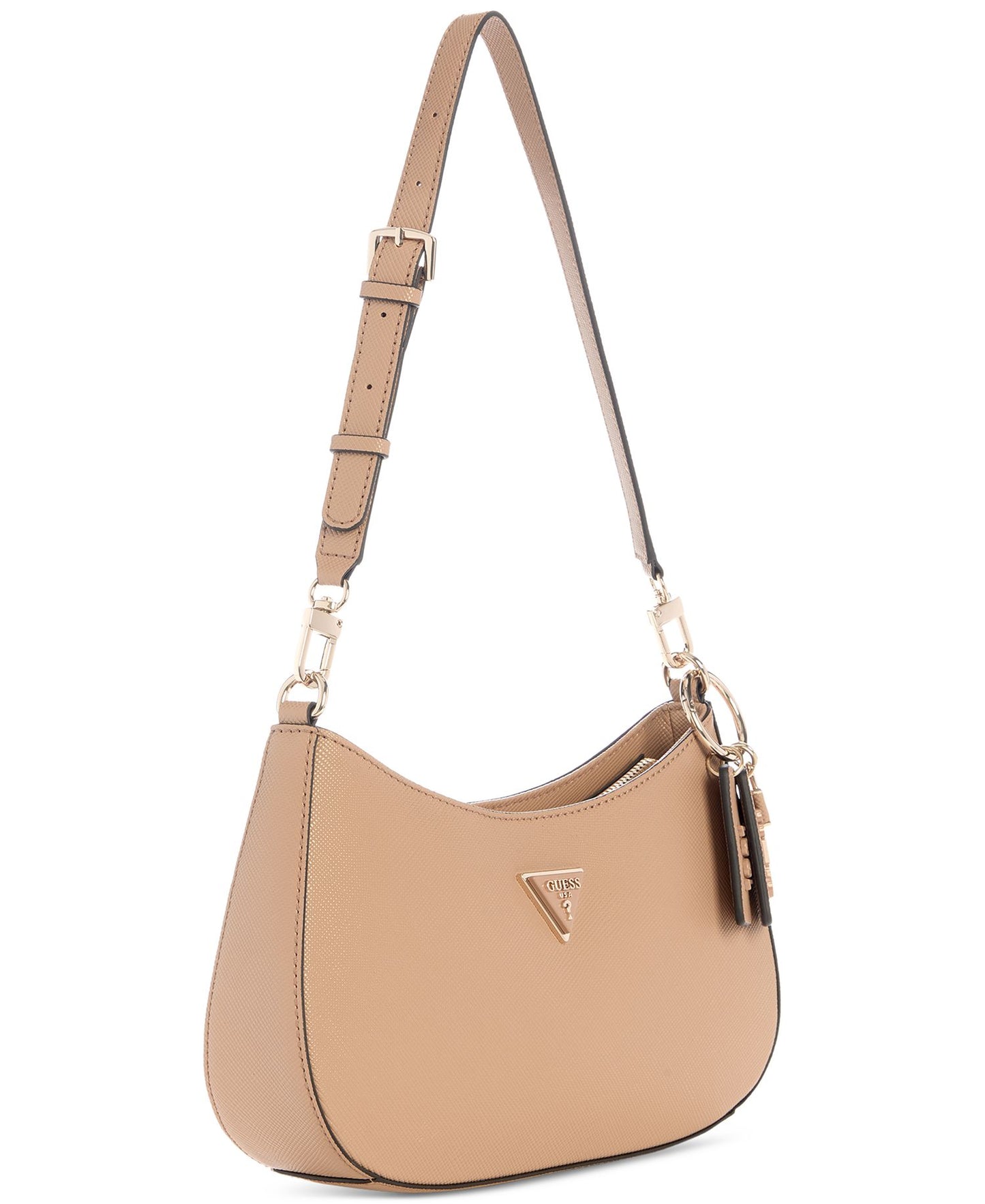 Noelle Top-Zip Shoulder Bag (Beige)