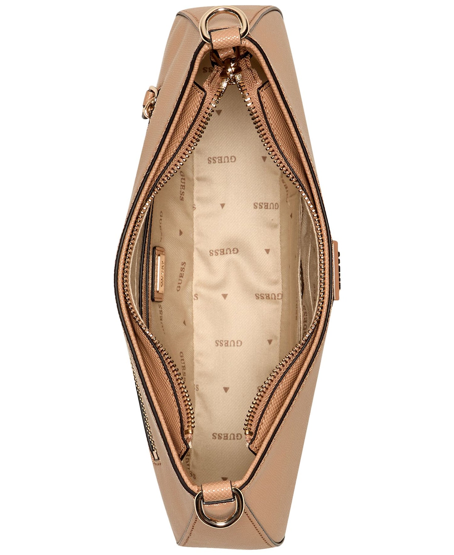 Noelle Top-Zip Shoulder Bag (Beige)
