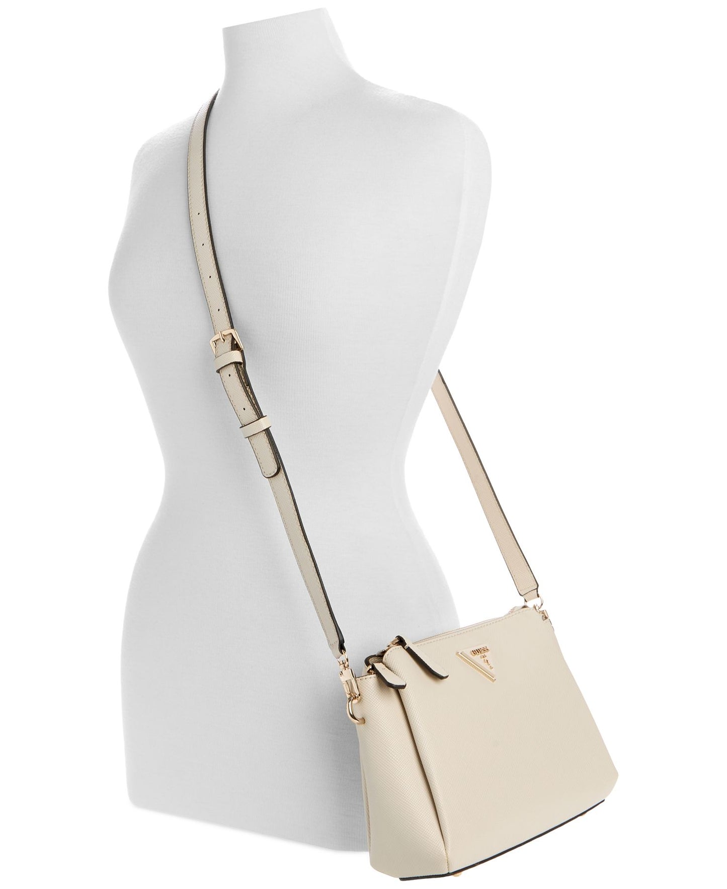 Noelle Triple Compartment Crossbody (Light Beige)