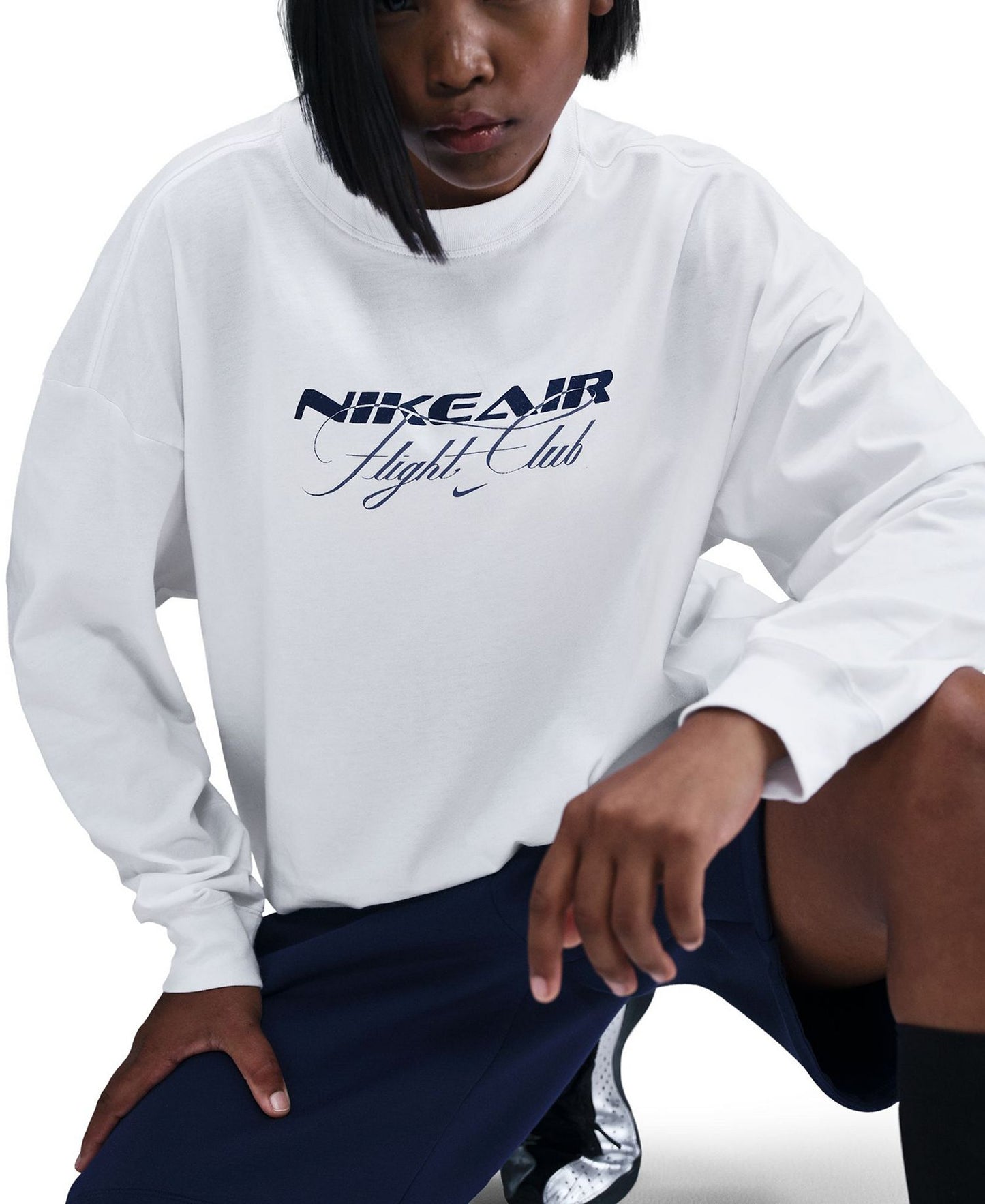 Air Flight Club Oversized Long Sleeve T-Shirt (White)