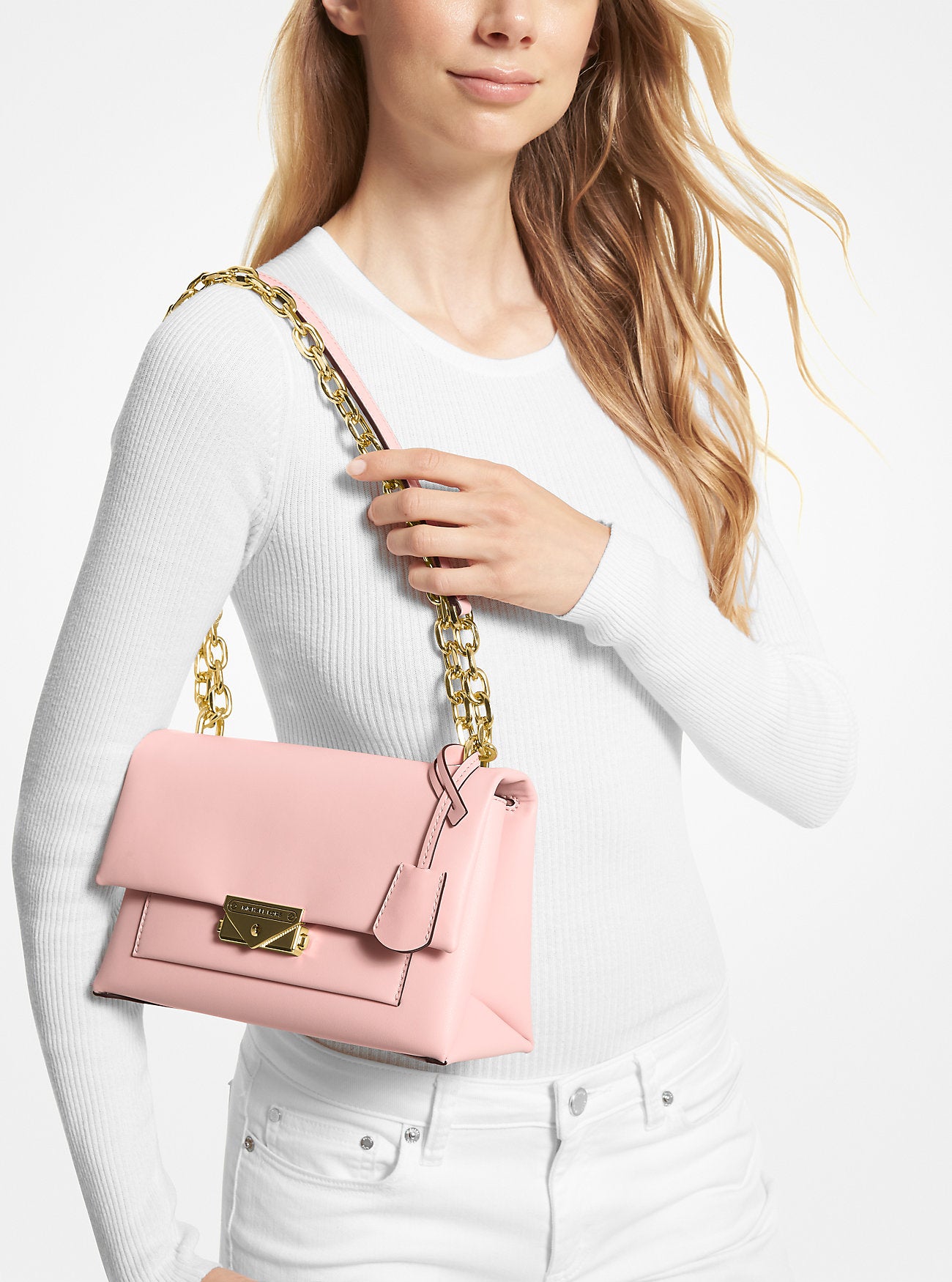 Cece Medium Shoulder Bag (Powder Blush)