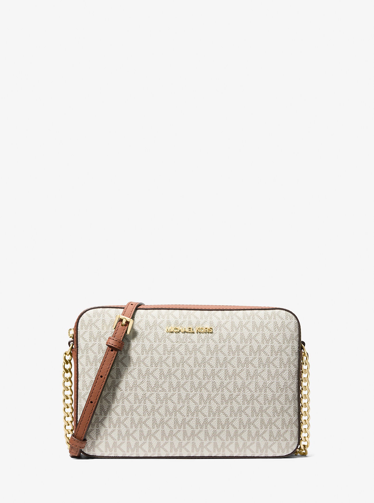 Jet Set Large Printed Logo Crossbody Bag (Vanilla)
