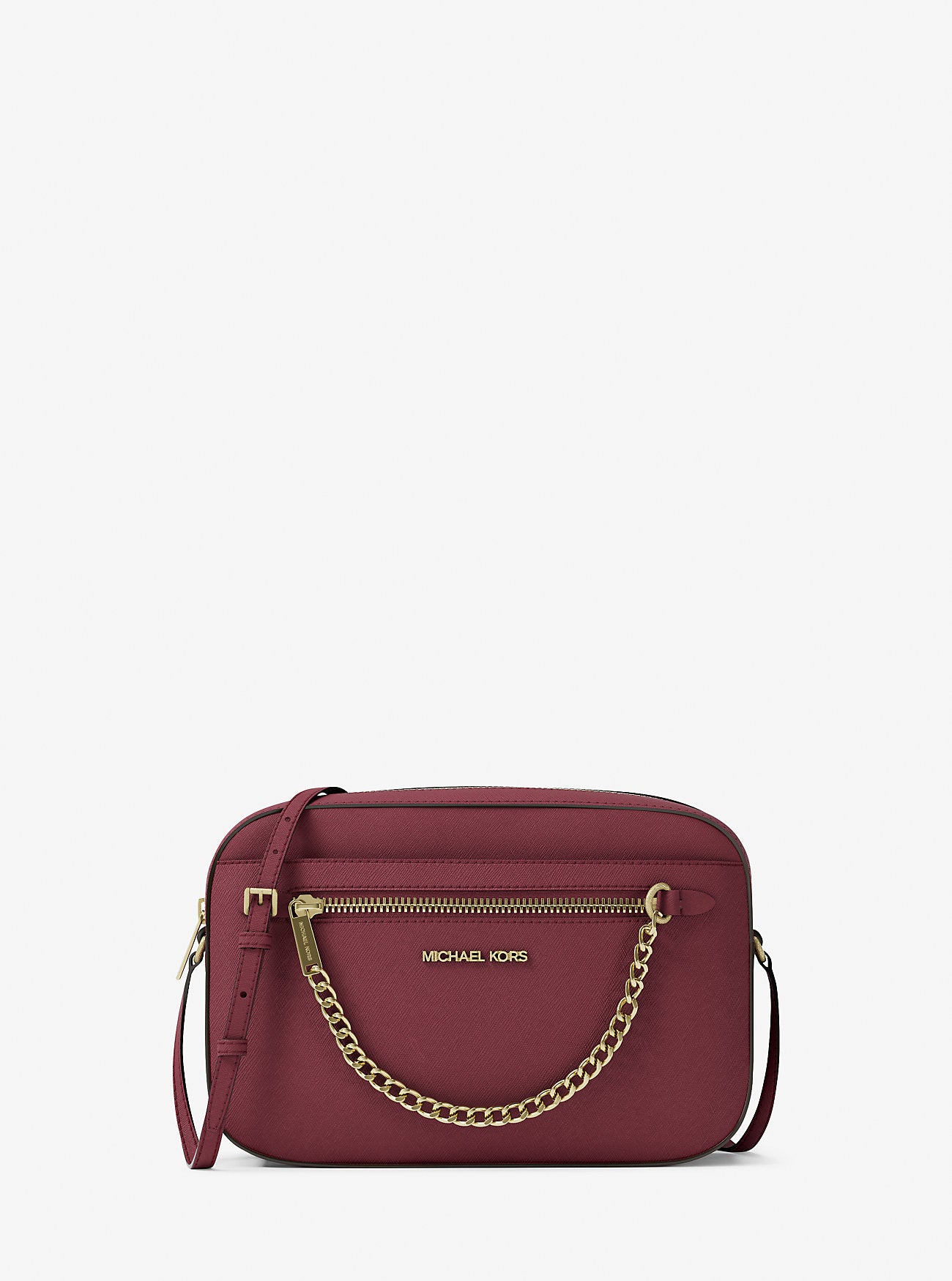 Jet Set Large Saffiano Leather Crossbody Bag (Cherry)