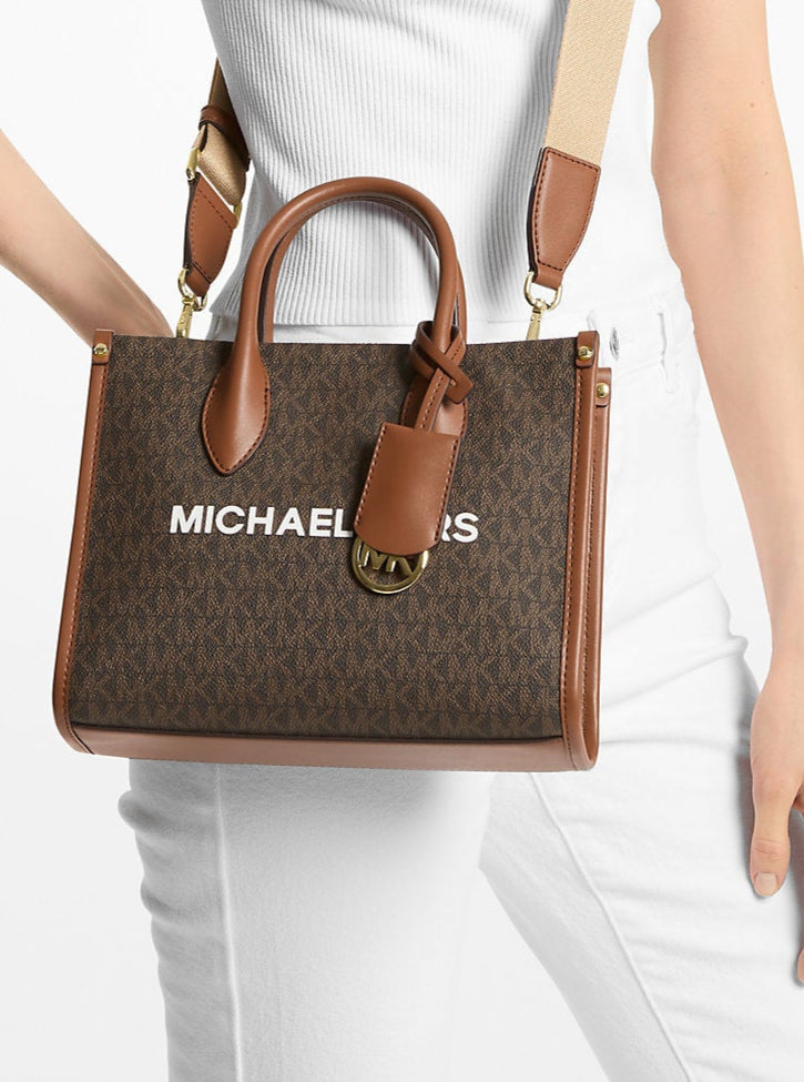 Mirella Small Signature Logo Crossbody Bag (Brown)