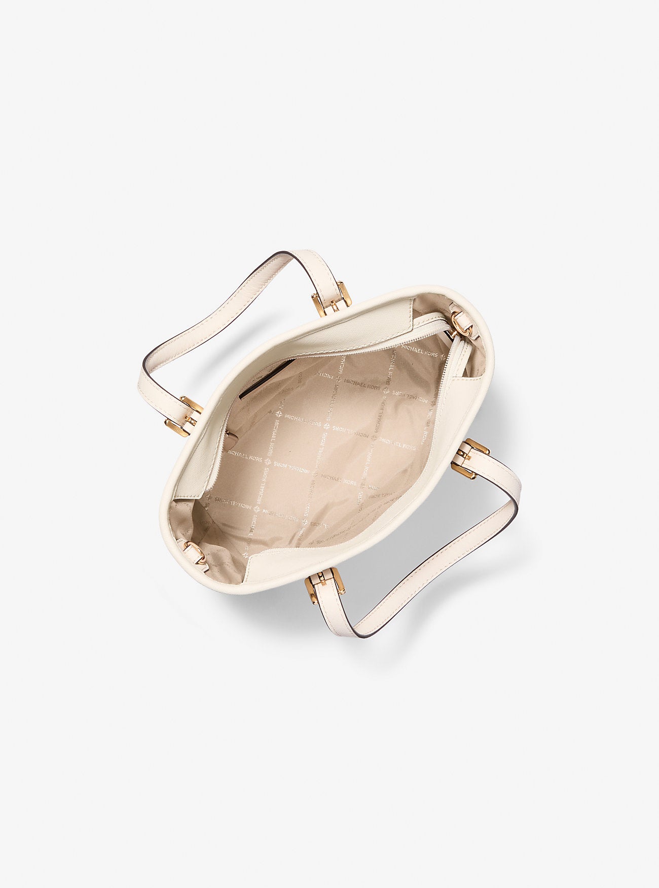 Jet Set Travel Extra-Small Saffiano Leather Top-Zip Tote (Light Cream)