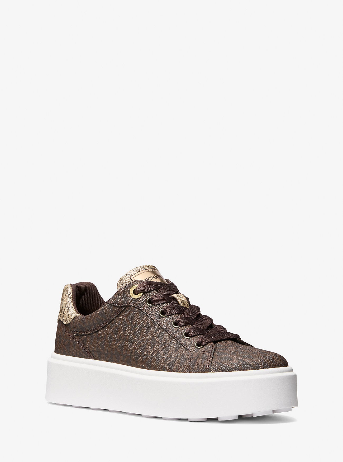 Romey Metallic Two-Tone Signature Logo Platform Sneaker (Brown)