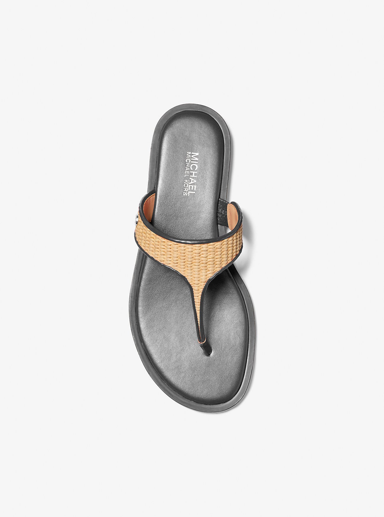Carson Straw T-Strap Sandal (Black)