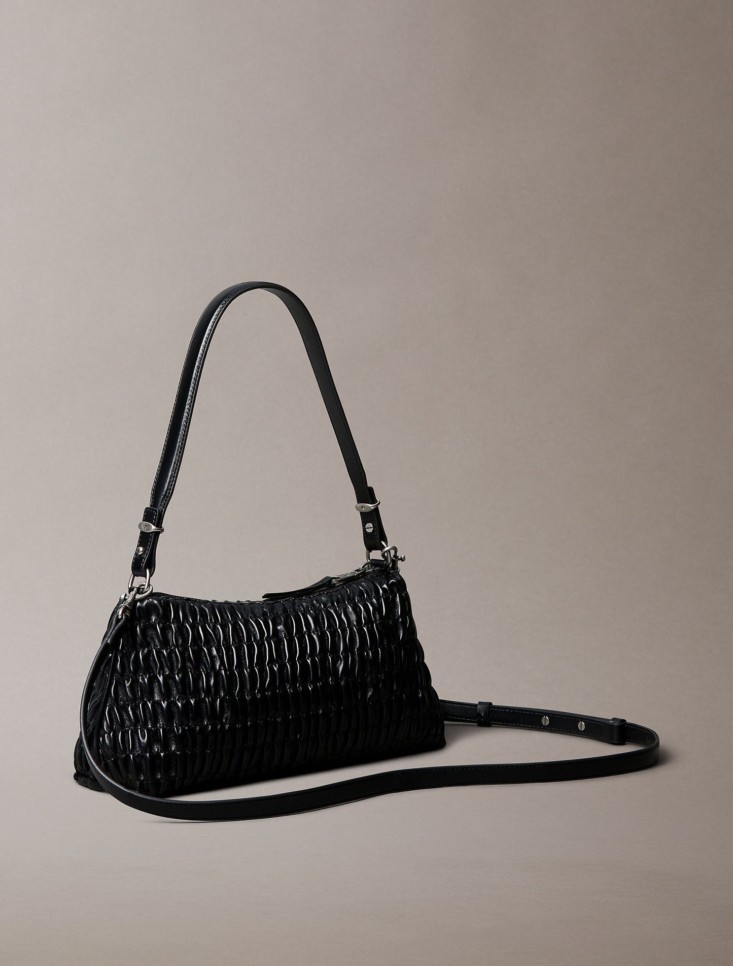 Ruched Shoulder Bag (Black)