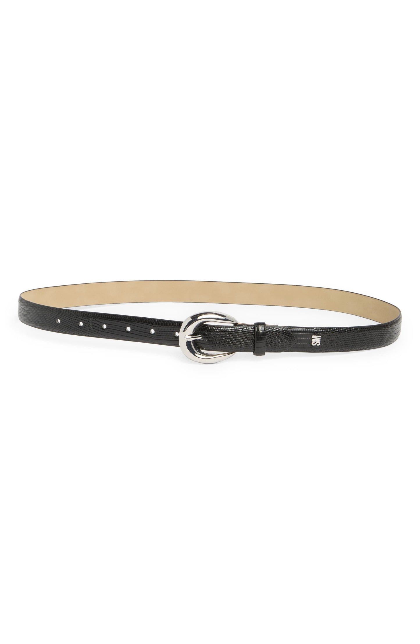 Lizard Embossed Faux Leather Belt (Black)