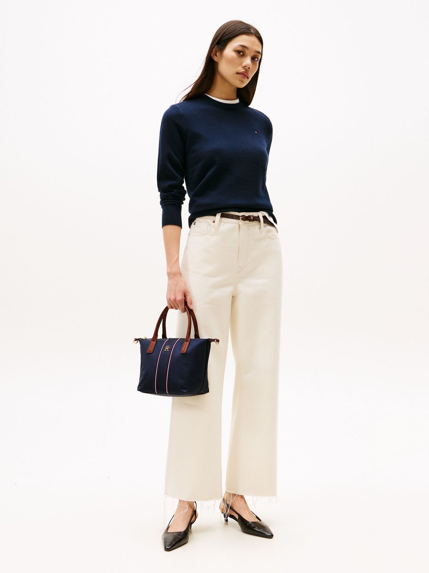 Signature Stripe Mini Tote Bag (Navy)