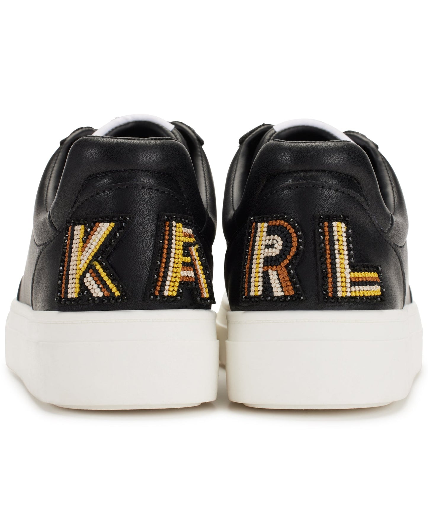 Calico Patch Embellished-Heel Sneakers (Black)