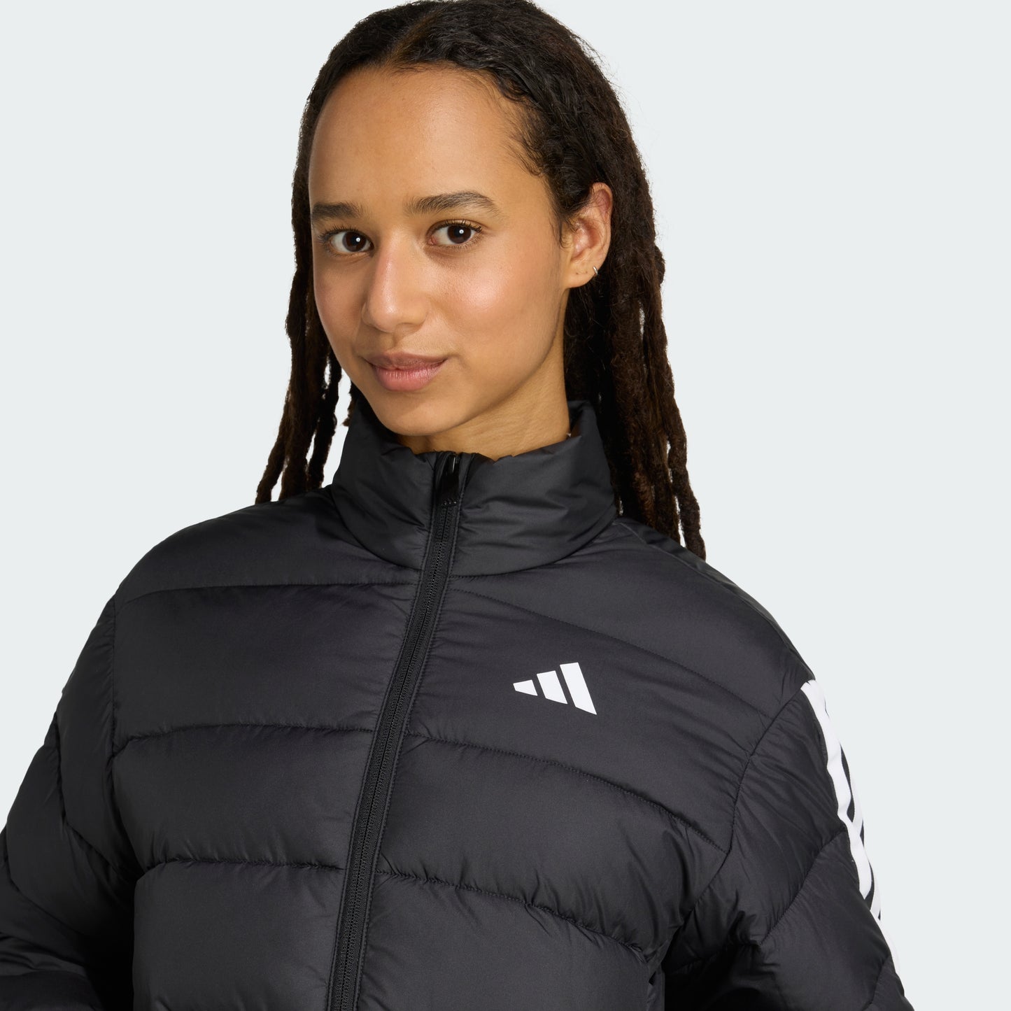Essentials CLIMAWARM 3-Stripes Synthetic Down Jacket (Black)