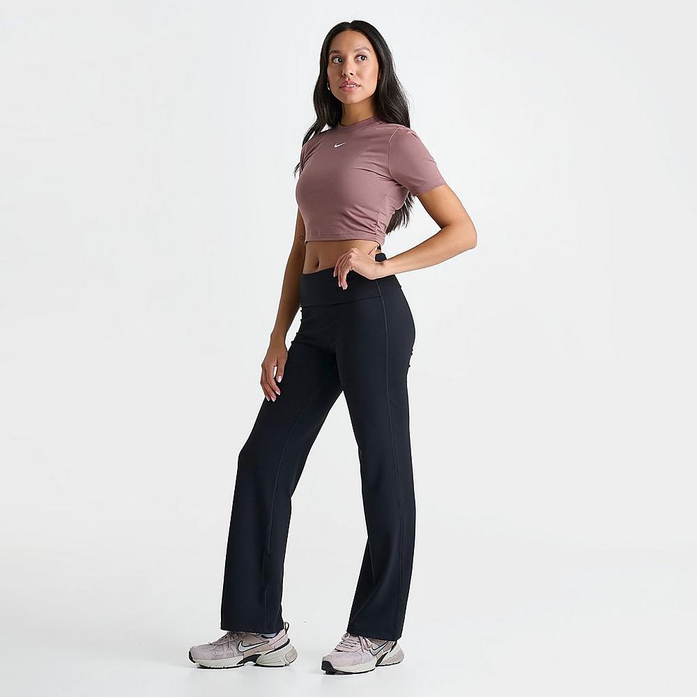 Dri-FIT High-Waisted Fold-Over Flare Leggings (Black)