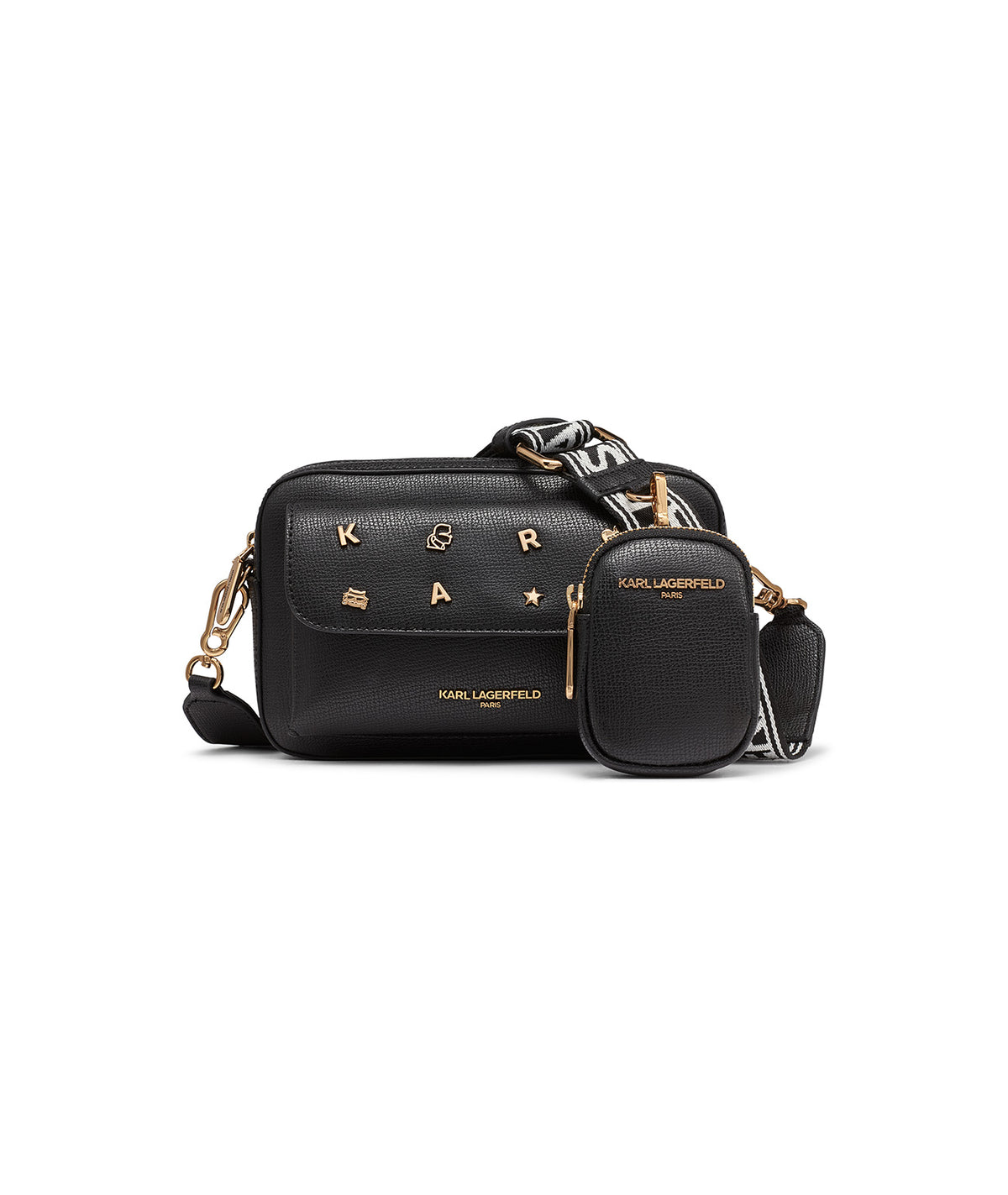 Maybelle Camera Crossbody (Black / Gold)