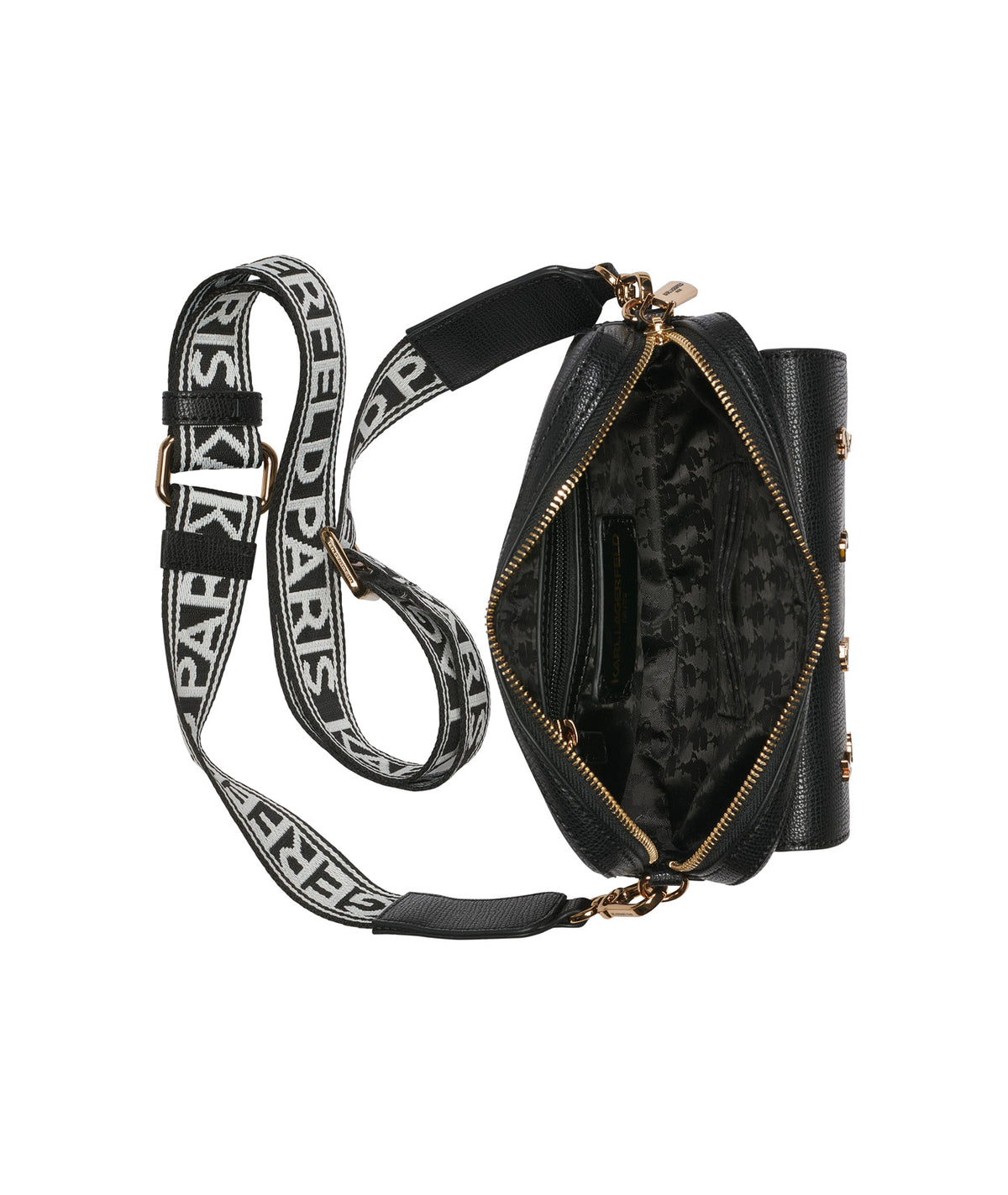 Maybelle Camera Crossbody (Black / Gold)
