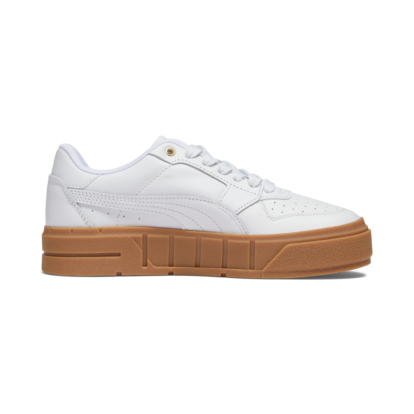 Cali Court Leather Sneakers (White / White / Gold)