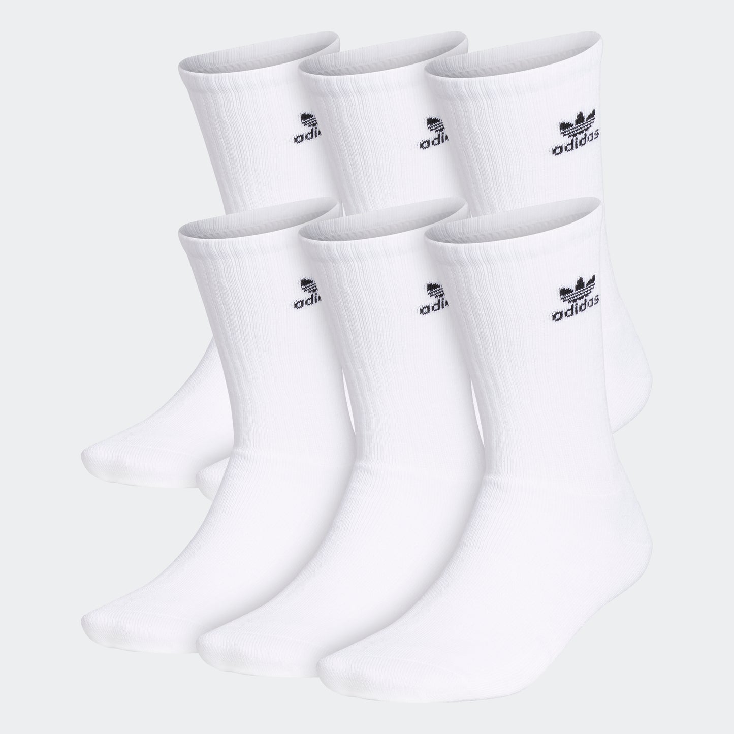 Trefoil Crew Socks 6 Pairs (White / Black)