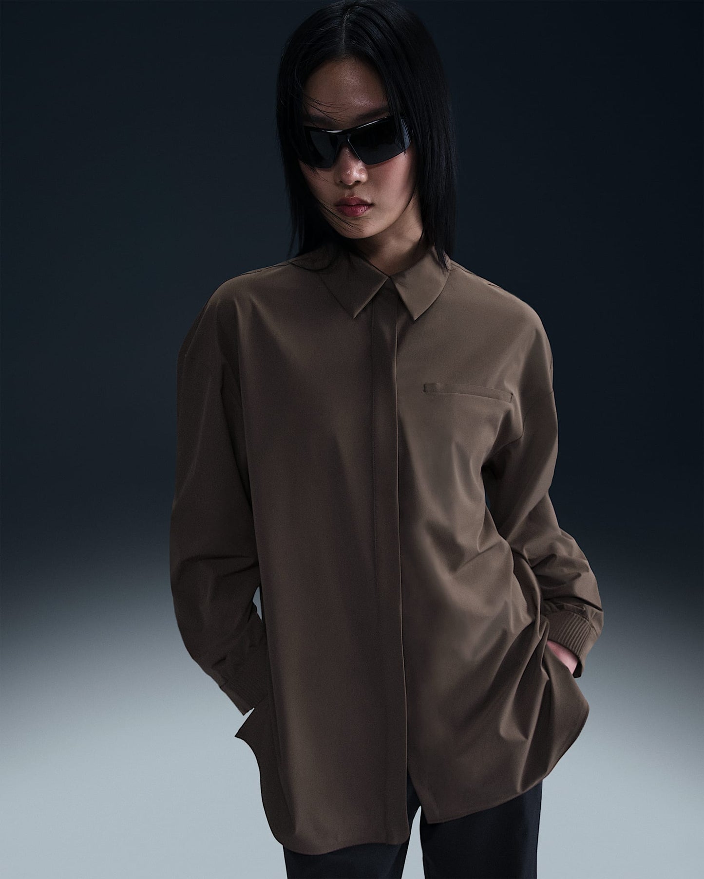 24.7 PerfectStretch Dri-FIT Oversized Long-Sleeve (Brown)