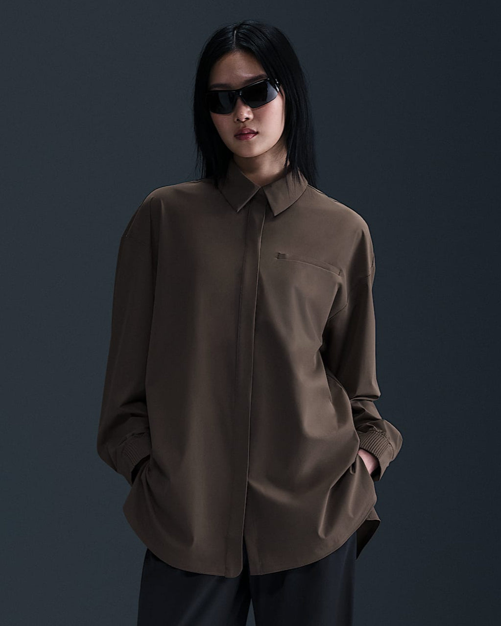 24.7 PerfectStretch Dri-FIT Oversized Long-Sleeve (Brown)