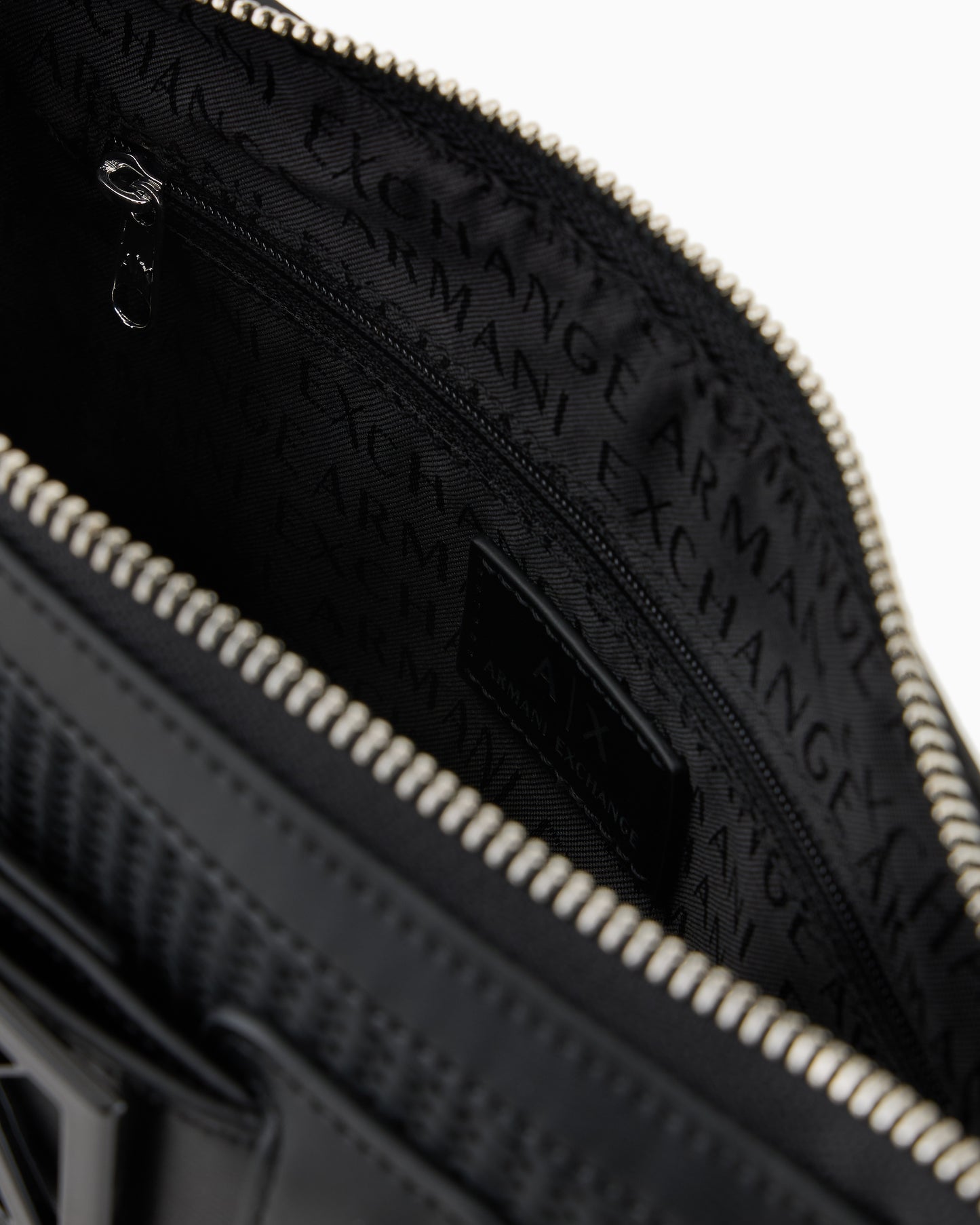 Woven Fabric Shoulder Bag with Logo (Black)