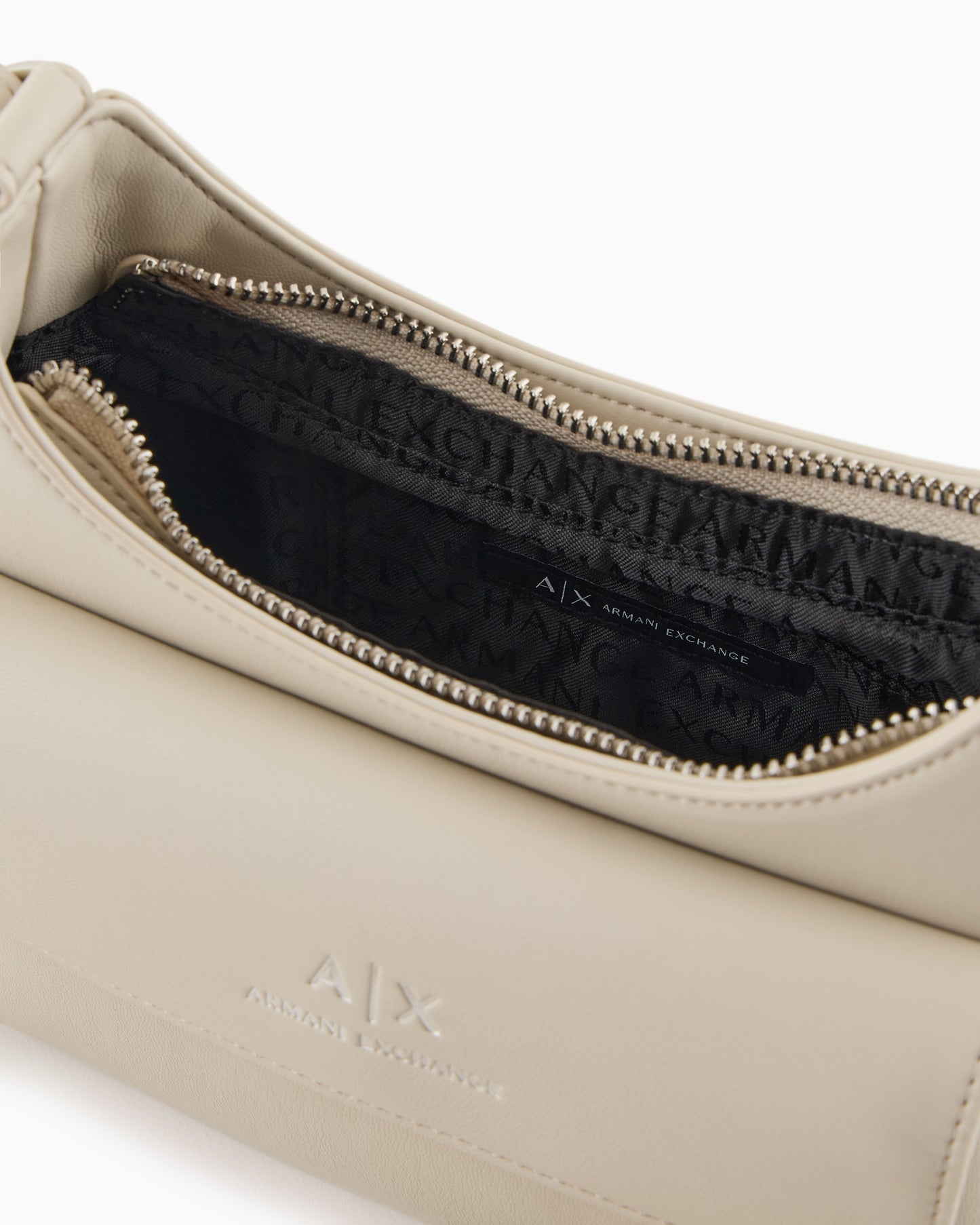 Shoulder Bag with External Pocket (Beige)