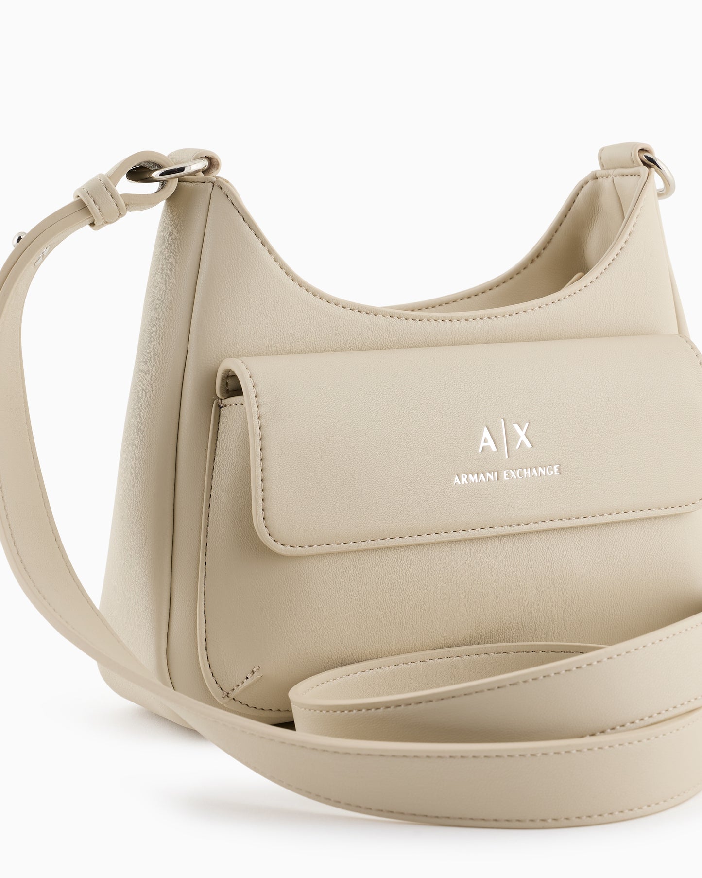 Shoulder Bag with External Pocket (Beige)