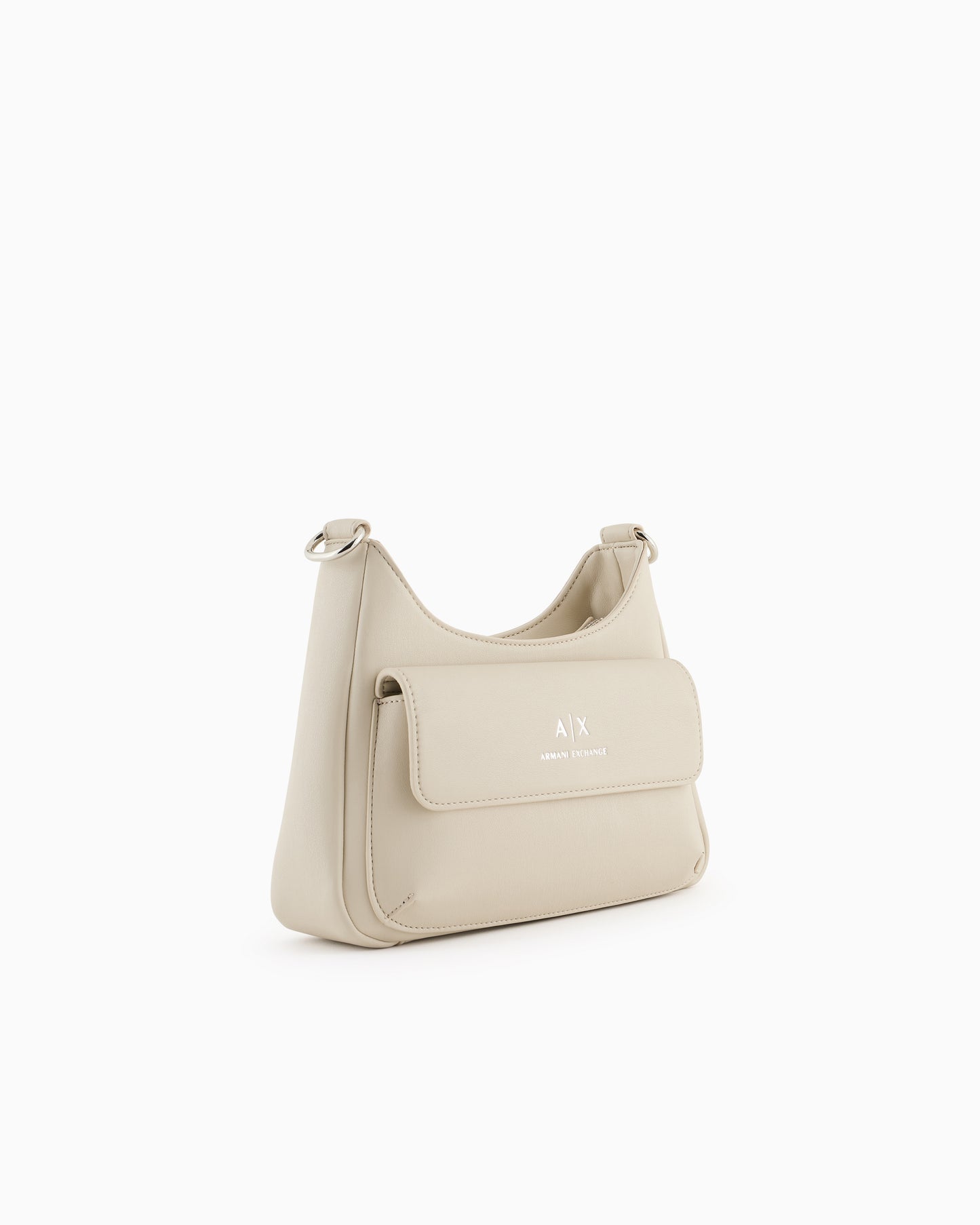 Shoulder Bag with External Pocket (Beige)