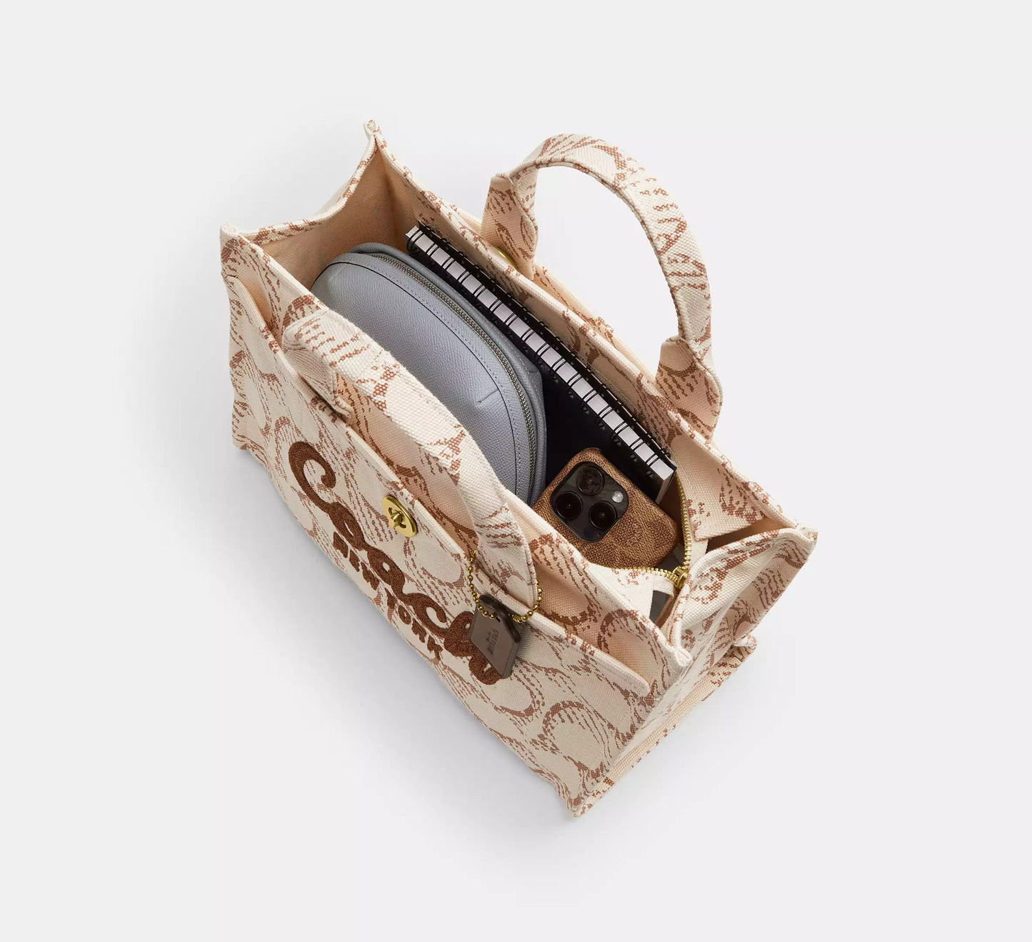 Cargo Tote Bag With Signature Canvas (Brass / Natural)