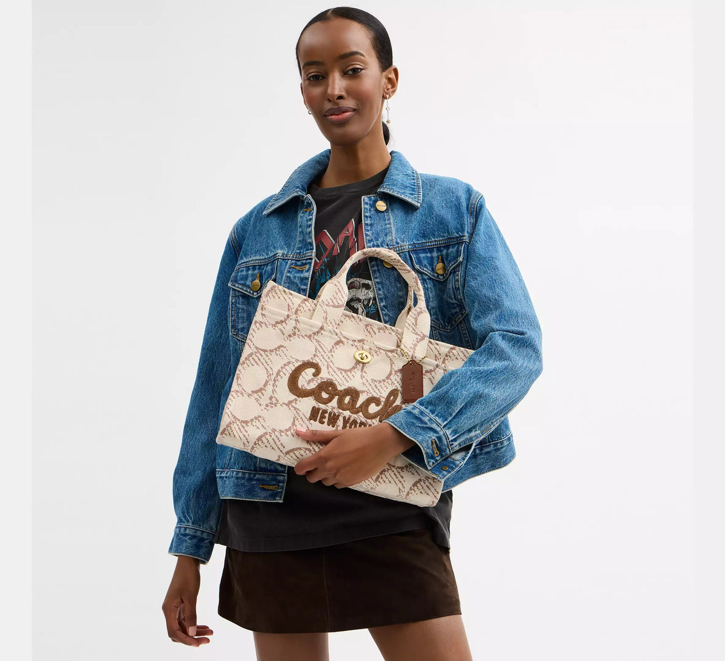 Cargo Tote Bag With Signature Canvas (Brass / Natural)
