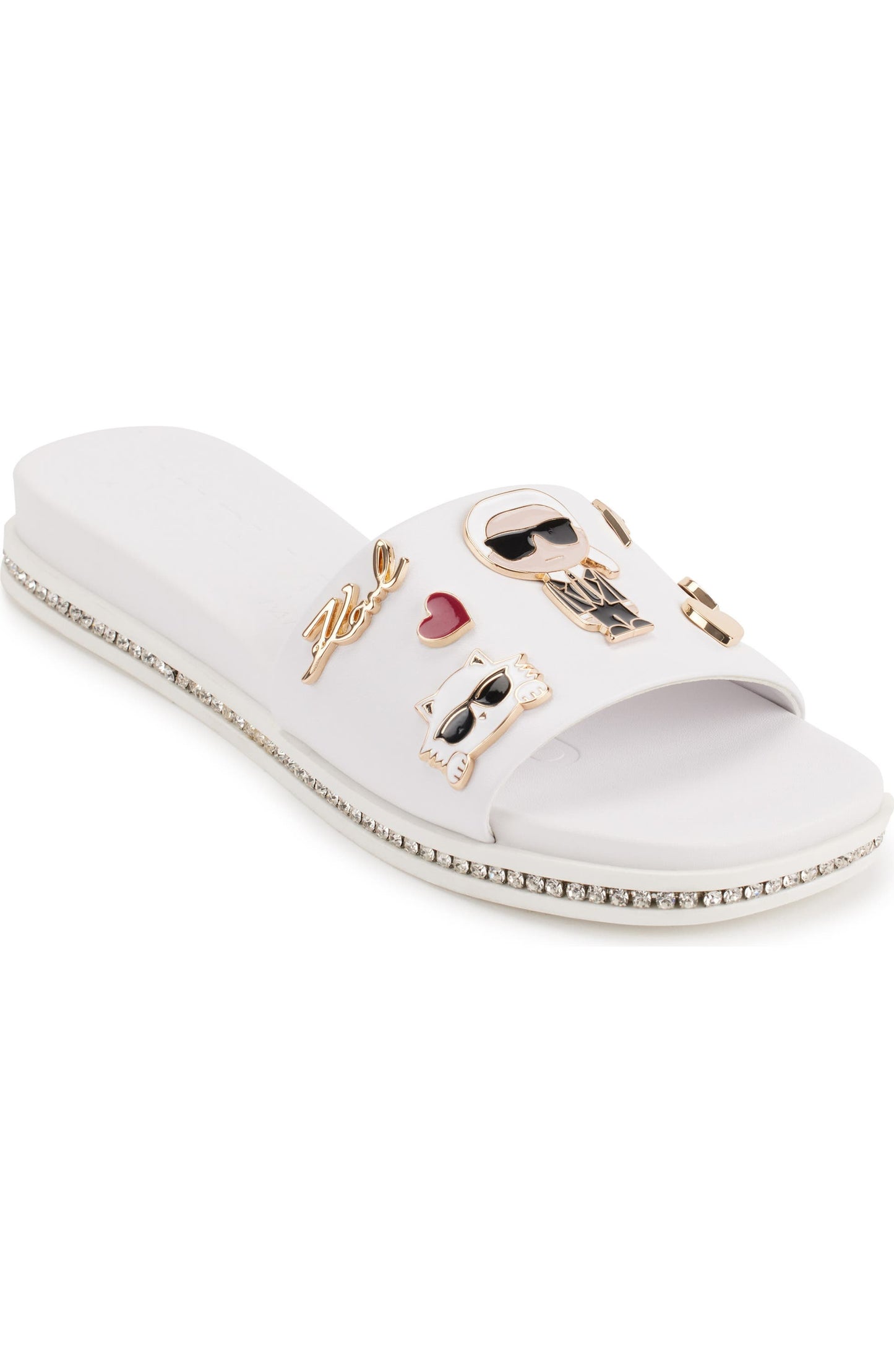 Jeslyn Cate Pins Embellished Slide (Bright White)