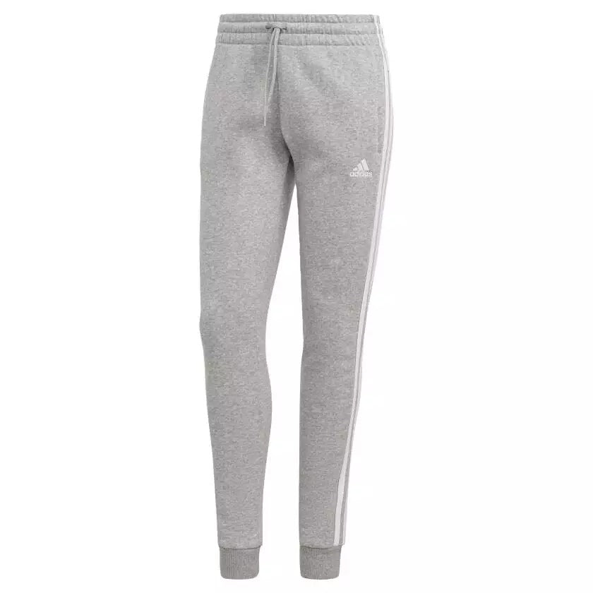Essentials 3-Stripes Fleece Pants (Medium Grey Heather / White)