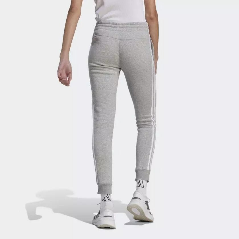 Essentials 3-Stripes Fleece Pants (Medium Grey Heather / White)
