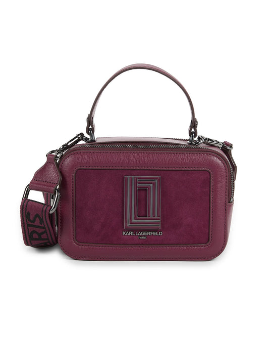 Simone Logo Leather Camera Crossbody (Wine)