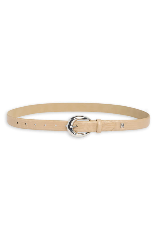 Lizard Embossed Faux Leather Belt (Light Camel)