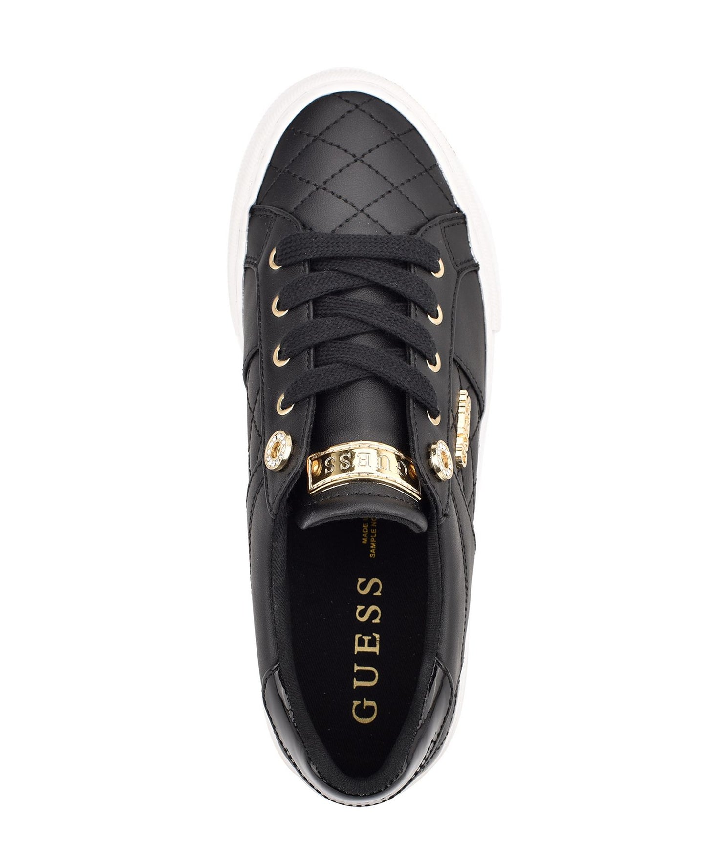 Loven Lace-Up Sneakers (Black Quilted)