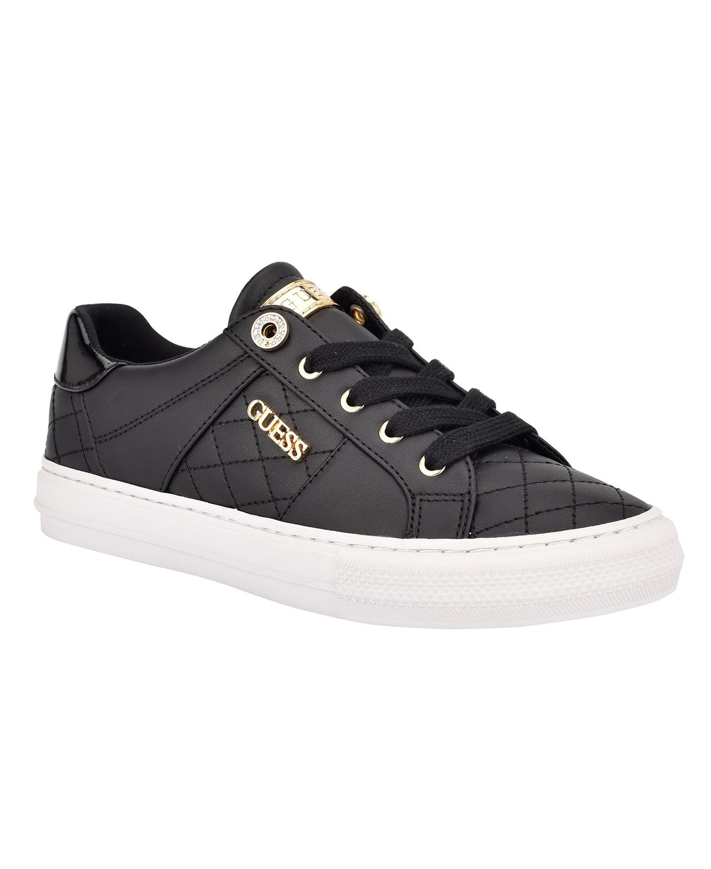 Loven Lace-Up Sneakers (Black Quilted)