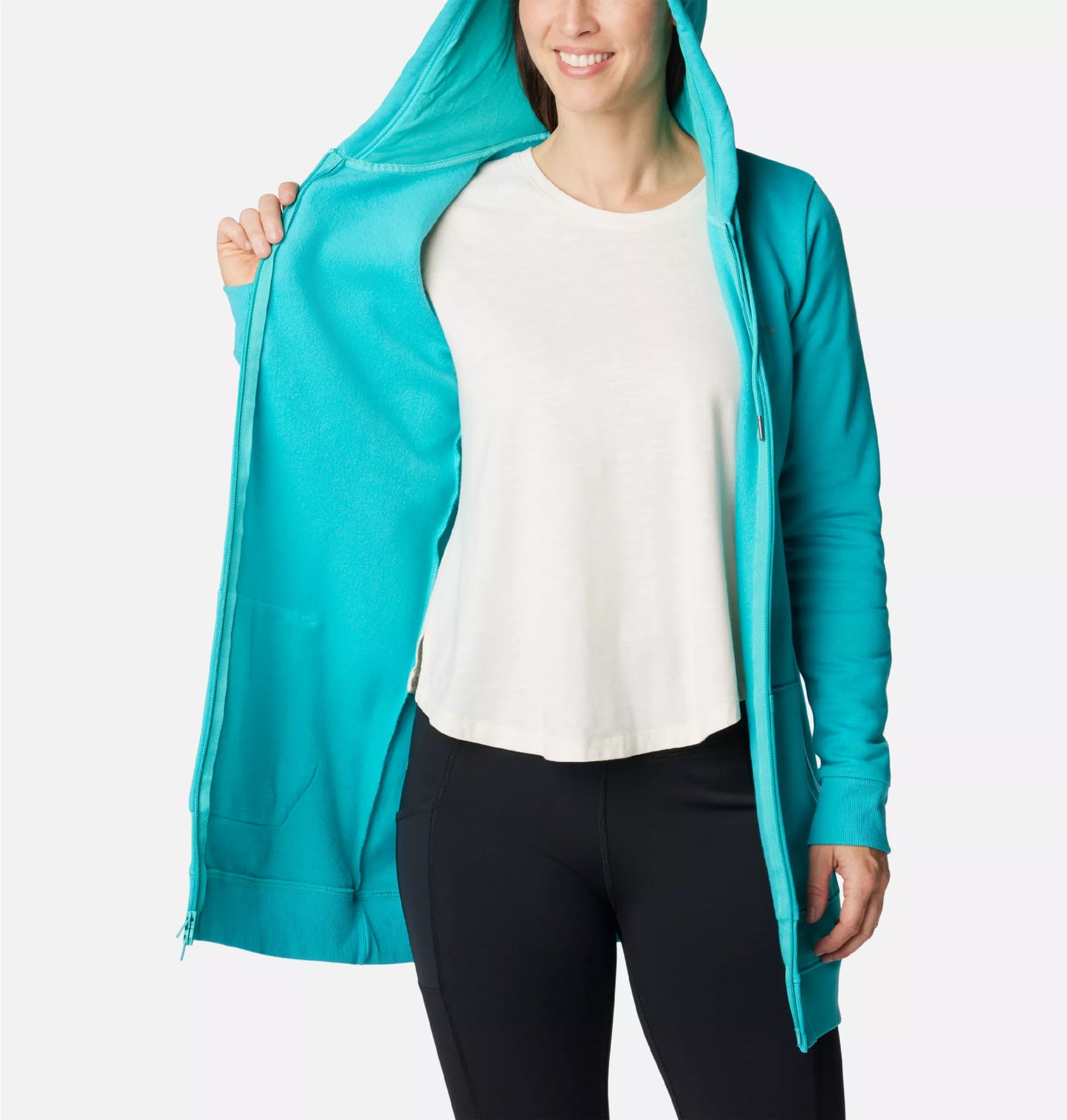 Rush Valley™ Long Full Zip Hoodie (Bright Aqua)