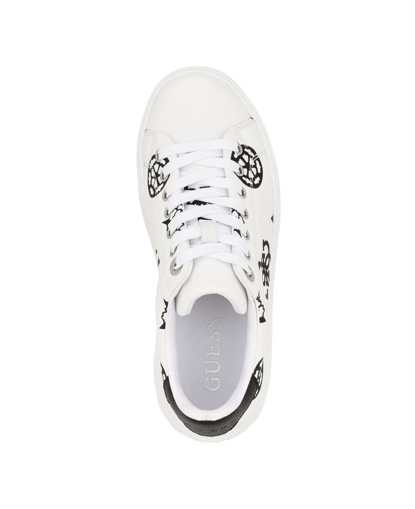 Denesa Treaded Platform Lace-Up Sneakers (White / Black Logo)