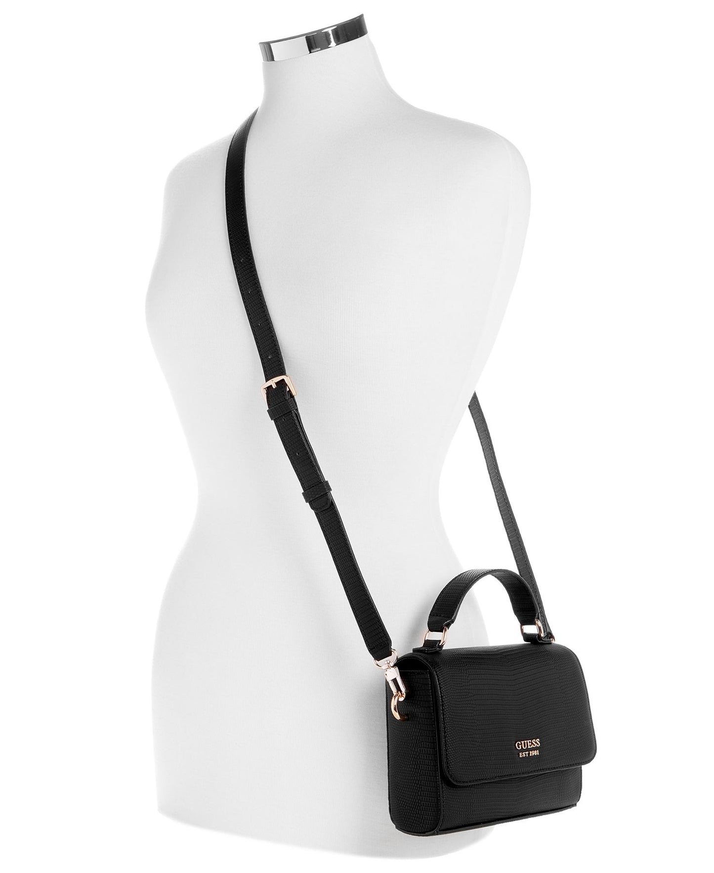 Lyndi Mini Top Handle Flap Crossbody (Black)