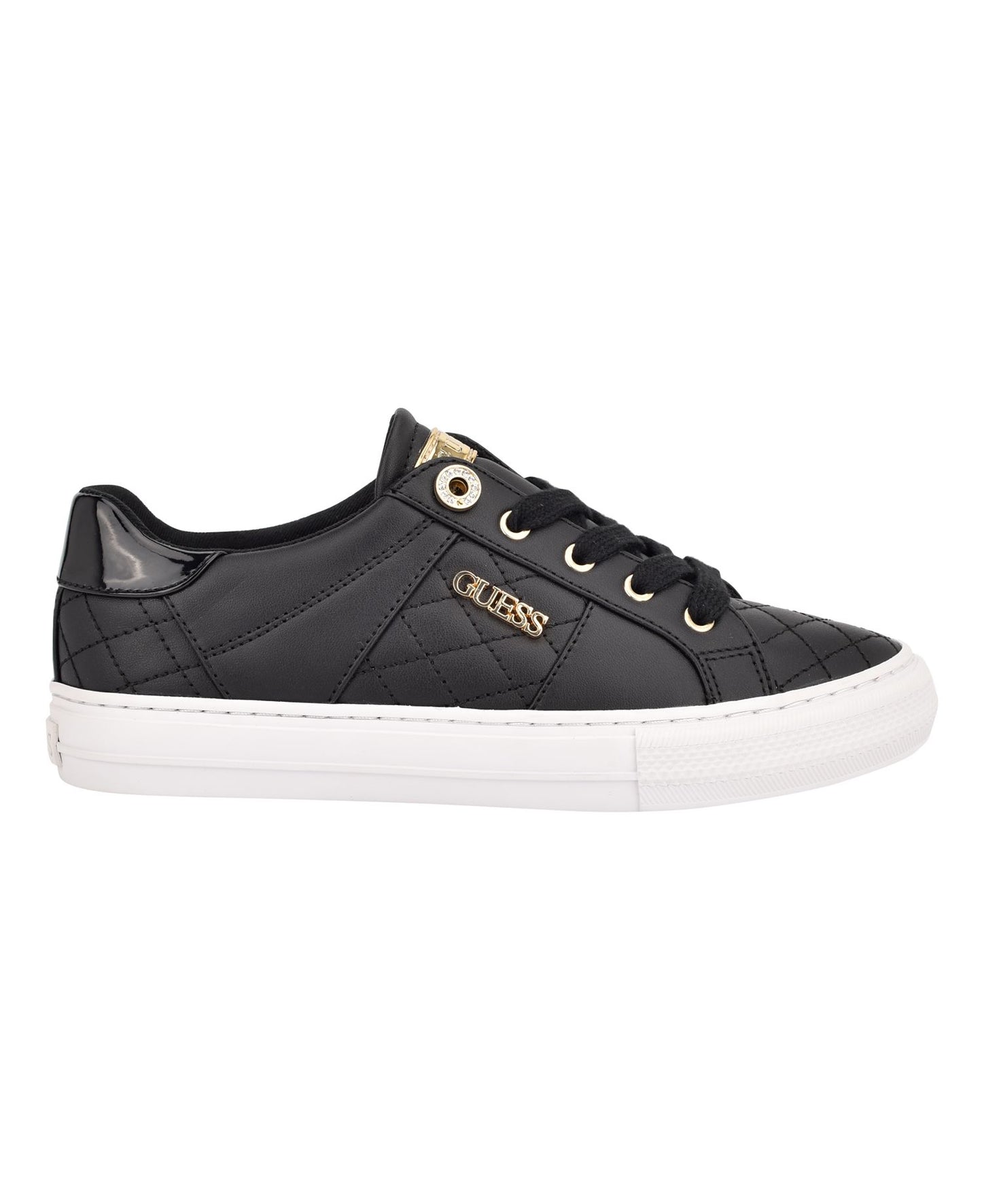 Loven Lace-Up Sneakers (Black Quilted)