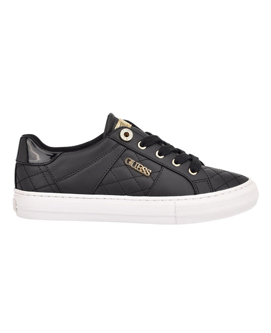 Loven Lace-Up Sneakers (Black Quilted)