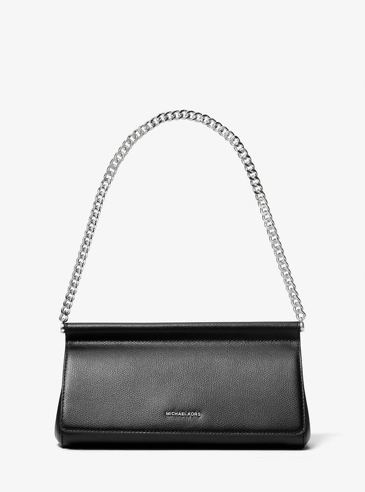 Carmine Medium Leather Pochette (Black)