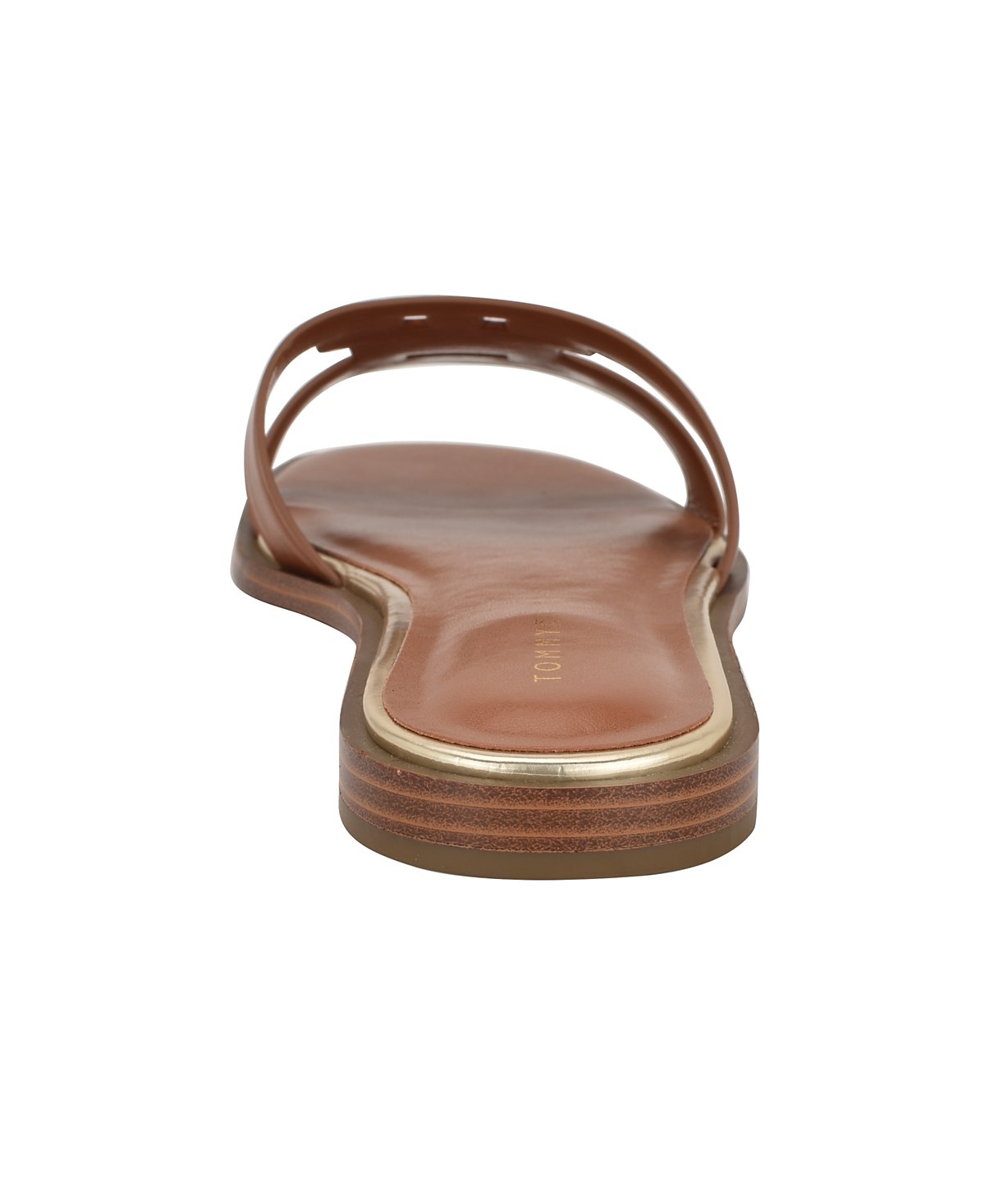 Terenz Logo Strap Flat Slide Sandals (Cognac)