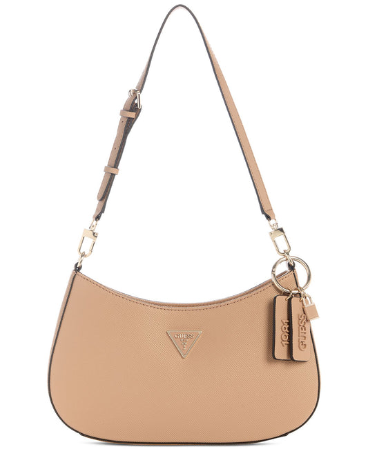 Noelle Top-Zip Shoulder Bag (Beige)