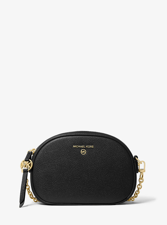 Jet Set Small Pebbled Leather Convertible Camera Bag (Black)