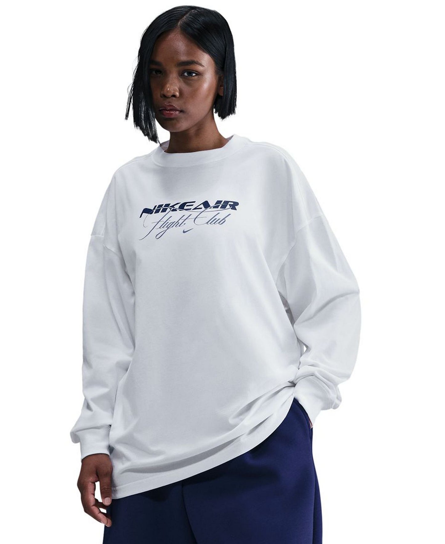 Air Flight Club Oversized Long Sleeve T-Shirt (White)